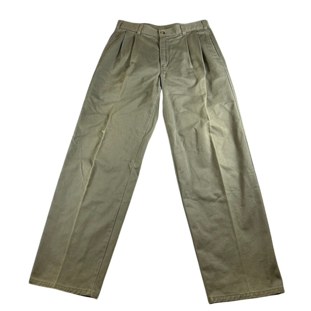 Vintage Dockers Pleated Chinos Mens 31x30 Olive Green 100% Cotton Made in USA